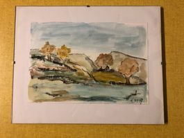 Aquarell Bild Monogrammiert