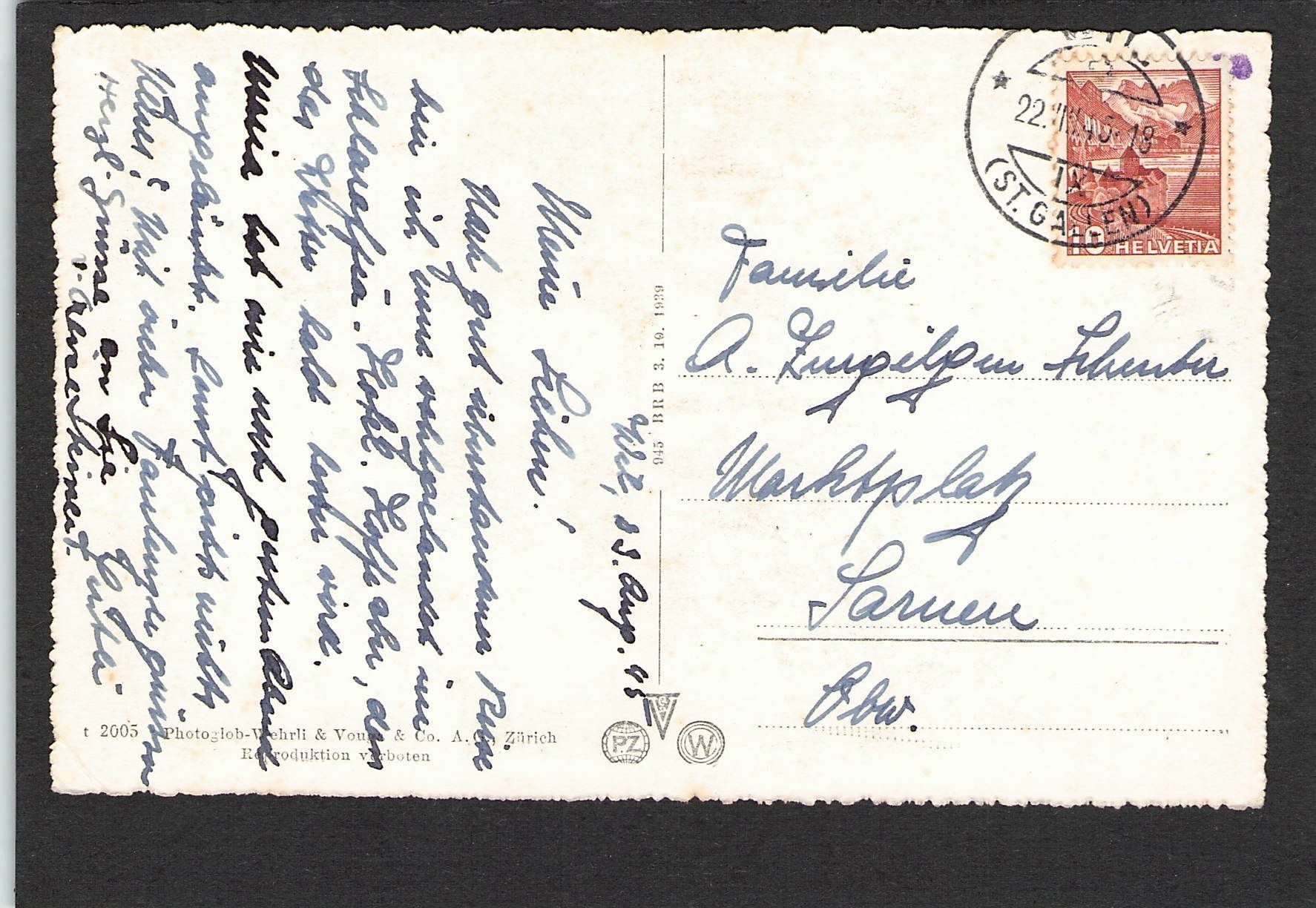Cartoline postali: AK/SG Wil , 1945 – Usato da Reichenburg venduto da Pipo-67 1