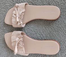 Pantoletten Beige Leder Grösse 38