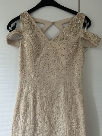 Damen Kleid, Gr. 38, Beige, Spitze, festlich, neuwertig