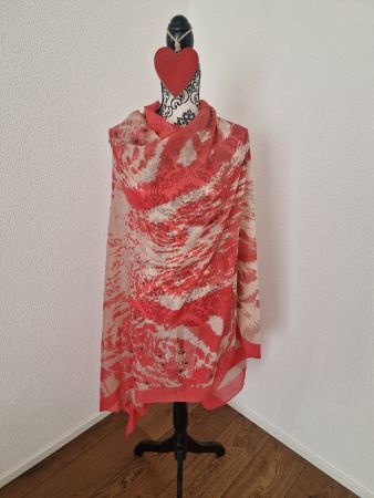 Tuch/Schal rotbeige Muster mit Nieten top Zustand!