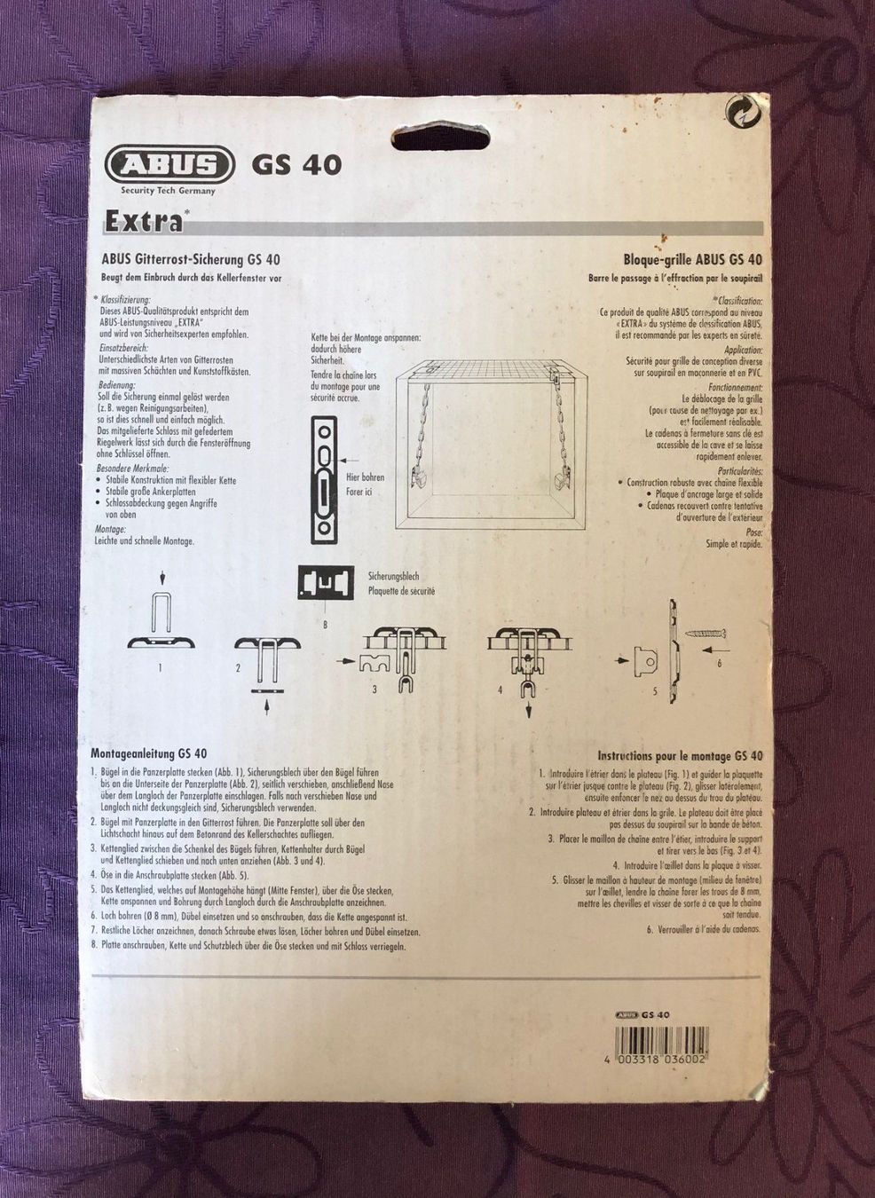 Griglie e Inferriate: ABUS Gitterrostsicherung GS40 – Nuovo e nell'imballaggio originale da Buchs SG venduto da Handyman77 2