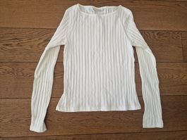 Damen Pullover langarm weiss Rippstrick Grösse S