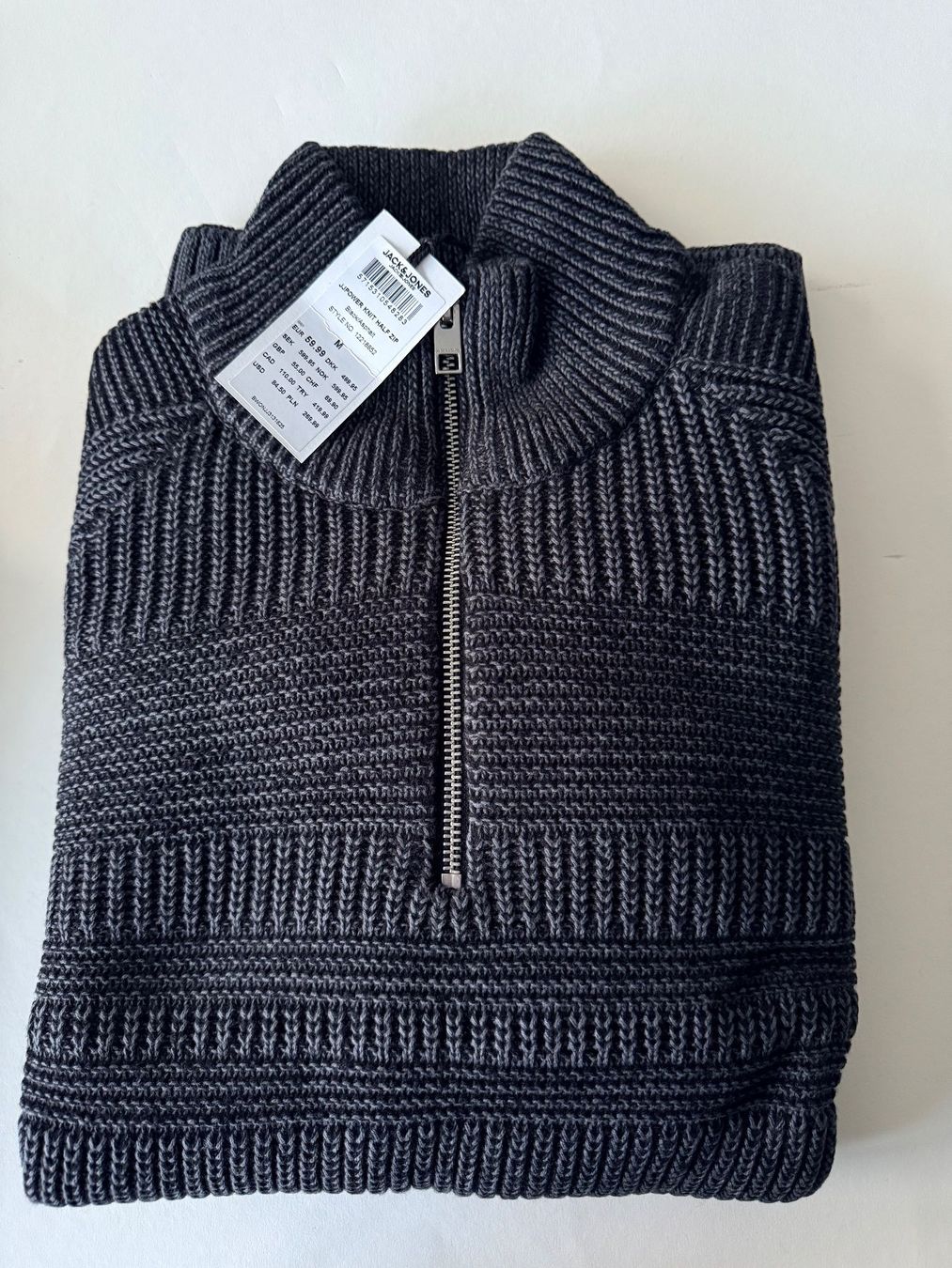 Jack & Jones Pulls & Sweat-shirts: JACK & JONES, Strickpullover JJPOWER, Gr. M, Schwarz/Grau – Neuf avec emballage d'origine à Rudolfstetten par gst_g7xl