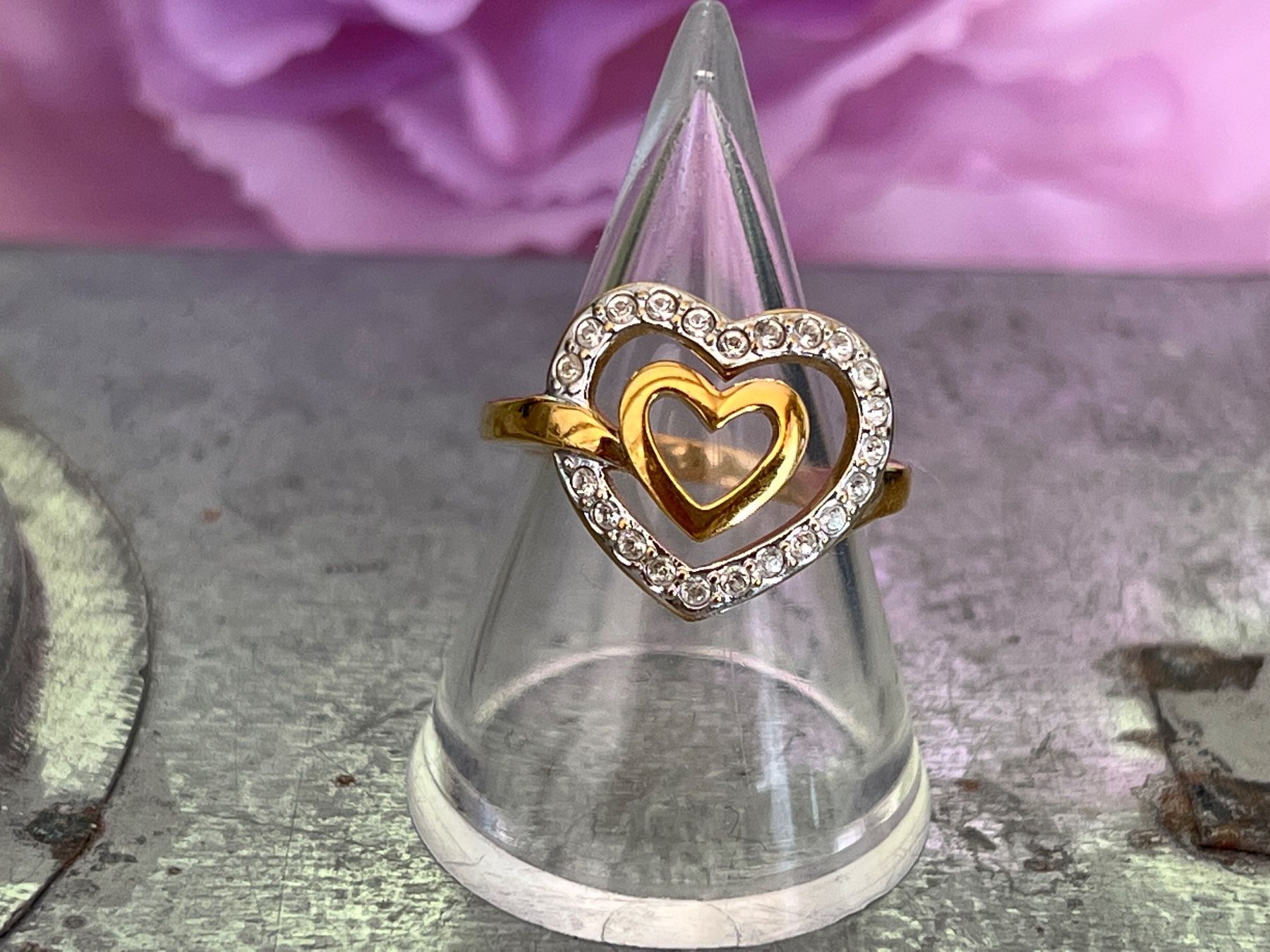 Anelli: Schöner funkelnder Herz Ring vergoldet – Nuovo (secondo la descrizione) da Seon venduto da Sunny-Schmuck78 1