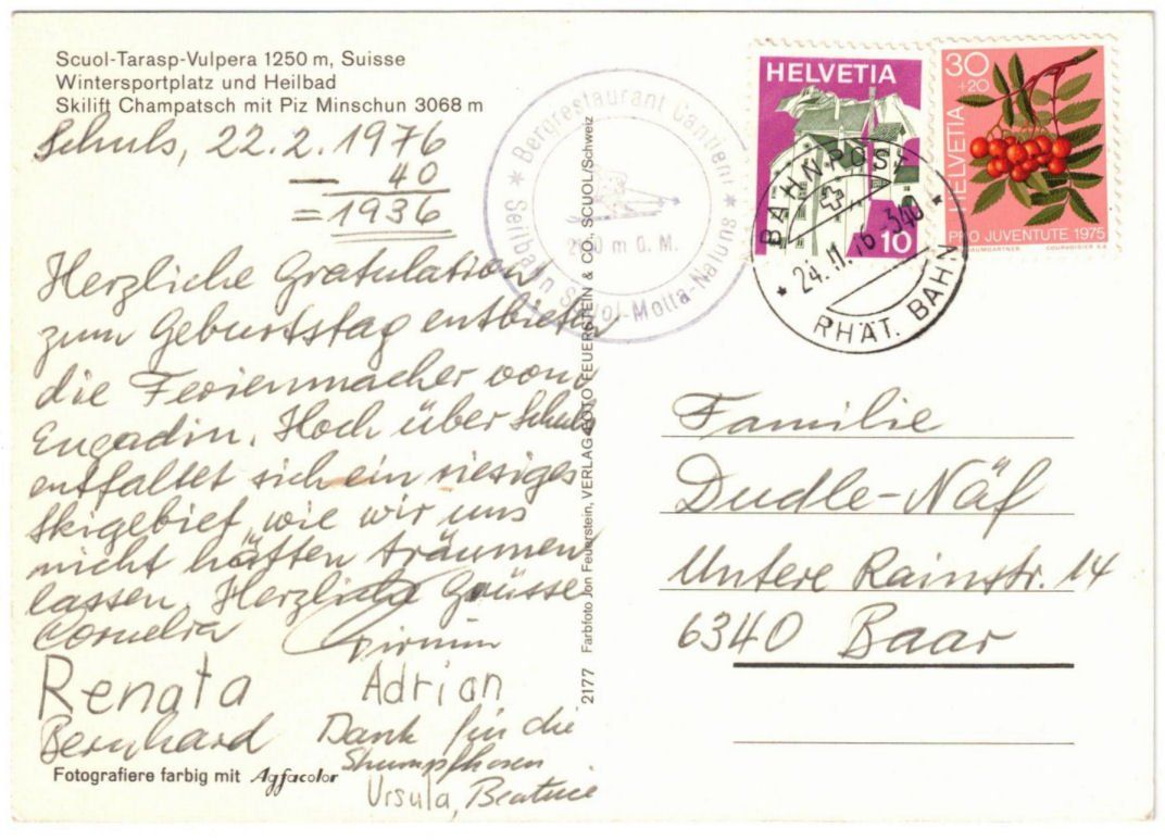 Cartoline postali: Scuol - Skilift Champatsch – Usato da Binningen venduto da Mountainrider 1