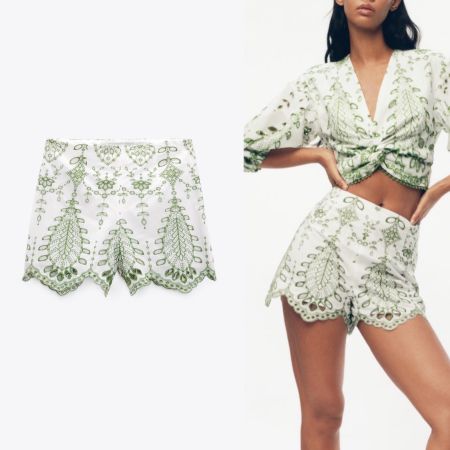 ZARA 💚 short à broderies NEW! XL