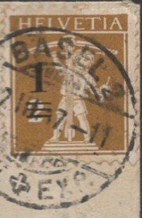 Tutti i francobolli: BASEL  22.III.17    ZNr. 132 Überdruck verschoben – Usato da Aarau venduto da kufi44 3