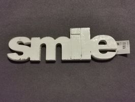 Shabby Chic Deko "smile" Schriftzug ca 33.5x10x2cm weiss