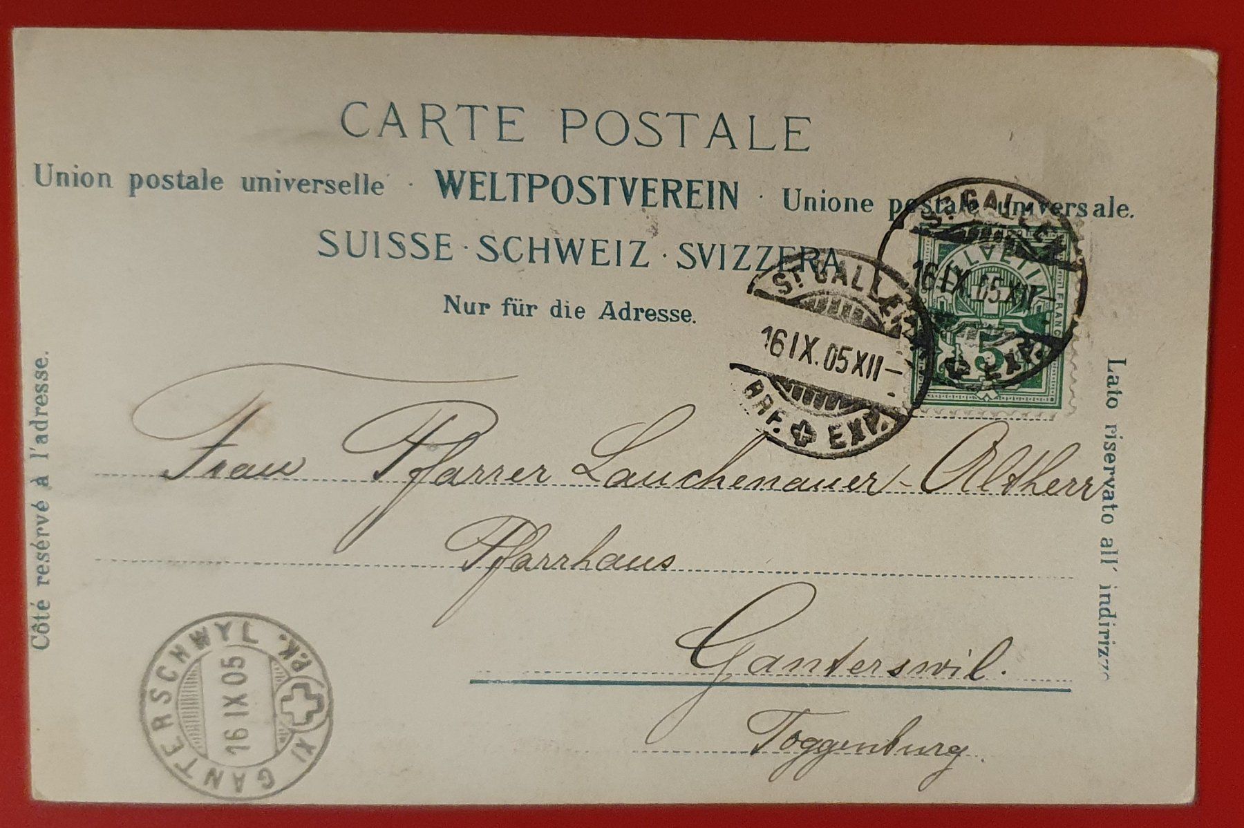 Cartoline postali: St.Gallen 1905 - St.Galler Hof – Usato da Kreuzlingen venduto da Rschweiz1 1