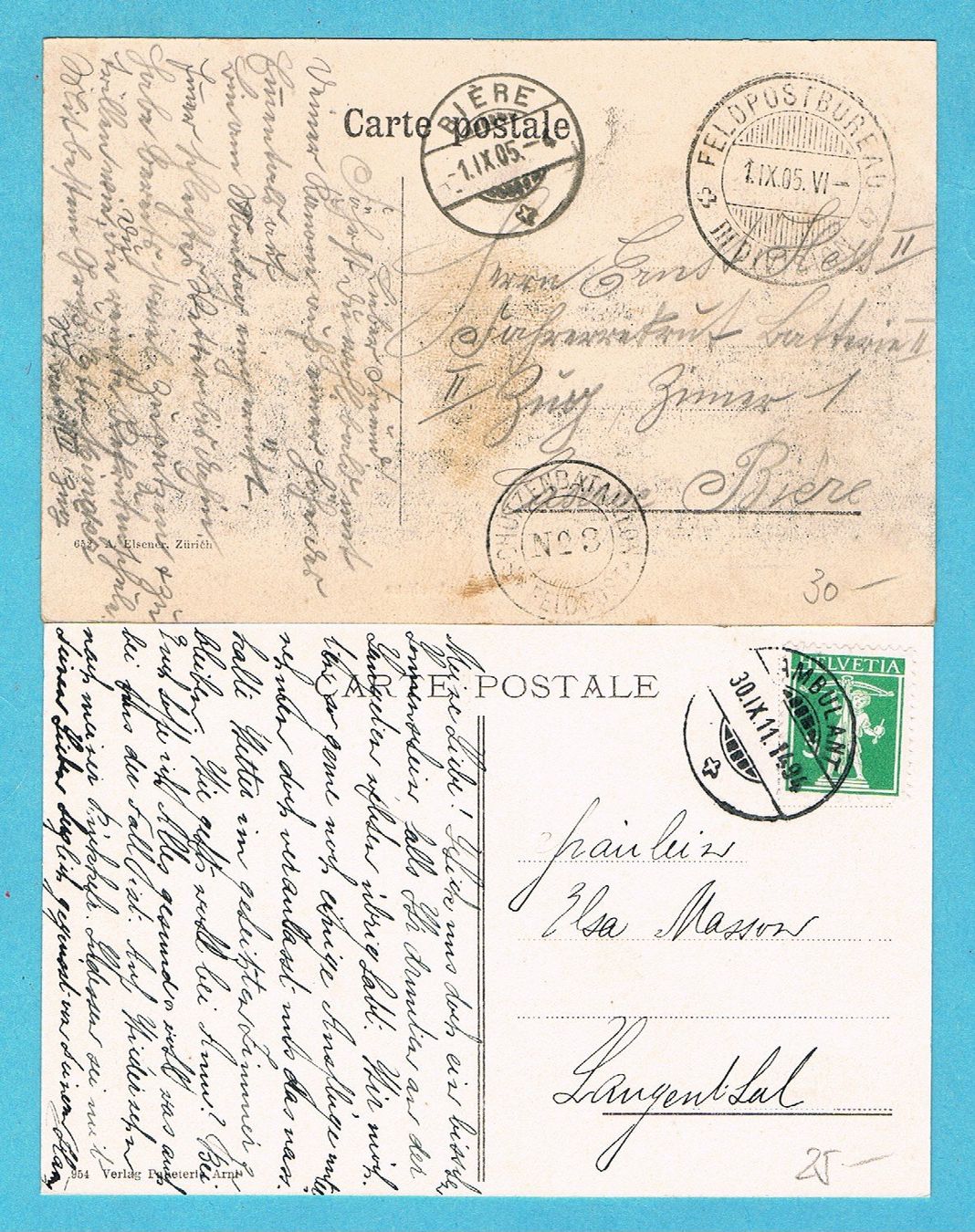 Cartoline postali: Münchenbuchsee 2 Ansichtskarten von 1905+1911 ! – Usato da Seedorf venduto da Carabella3 1