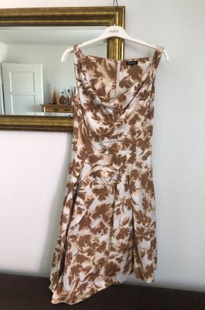 JONES SOMMERKLEID, GR. 36, BRAUN/BEIGE, BEQUEM, ASYMMETRISCH
