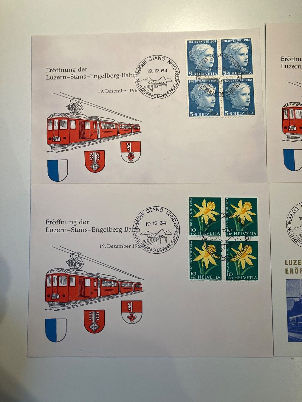 Alle Briefmarken: Eröffnung Stans - Engelberg Bahn 1964 – Gebraucht aus Baar von Ramona10 1