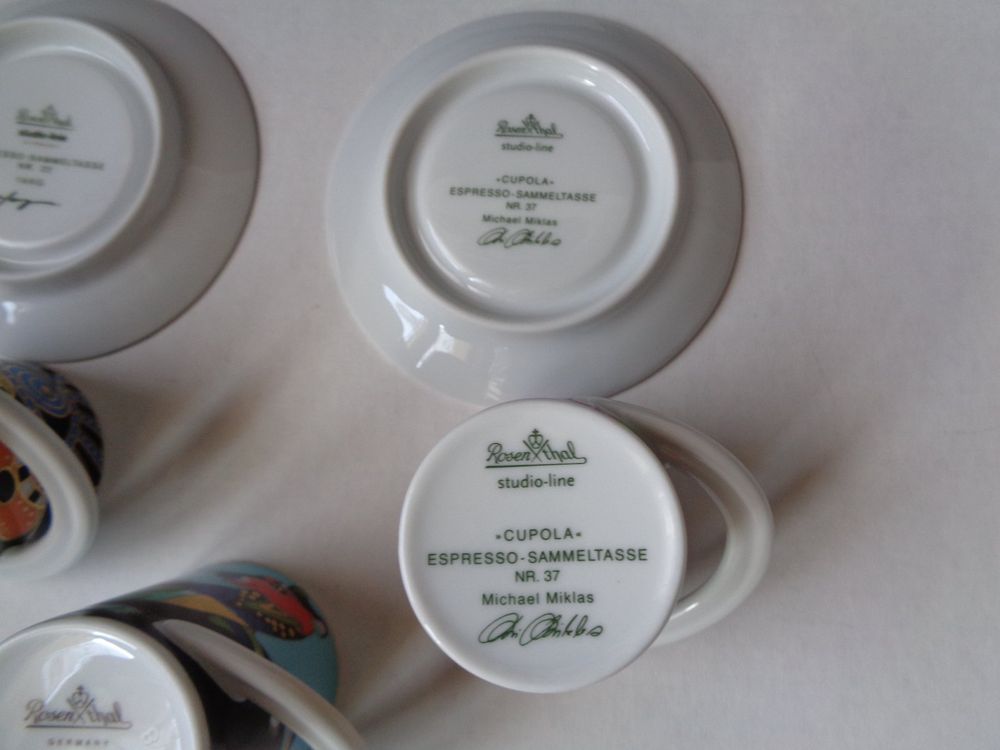 6 tasses à espresso Rosenthal en porcelaine portant la ma