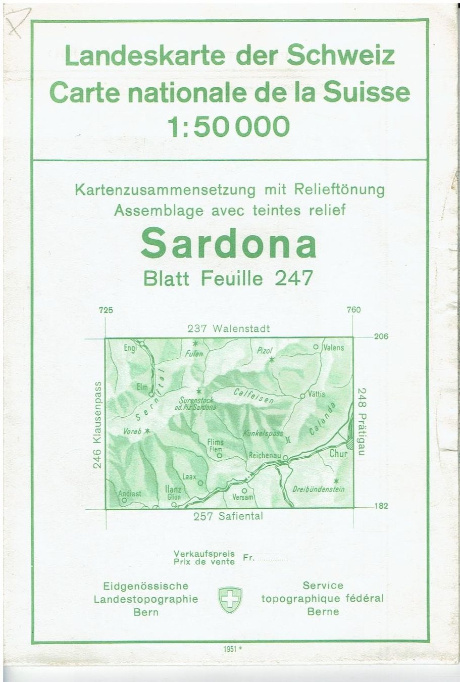 Cartine & Atlanti: Sardona 1951 – Usato da Flims - Dorf venduto da Stagediver