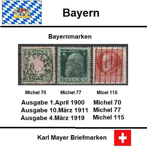 Tutti i francobolli: Bayernmarken      Ausgabe Bayern – Usato da Castiel venduto da MonaLisa57