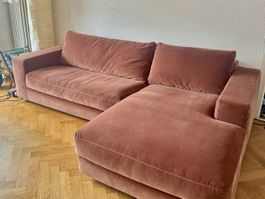 Skander Velvet Corner Sofa - AM.PM - Terracotta