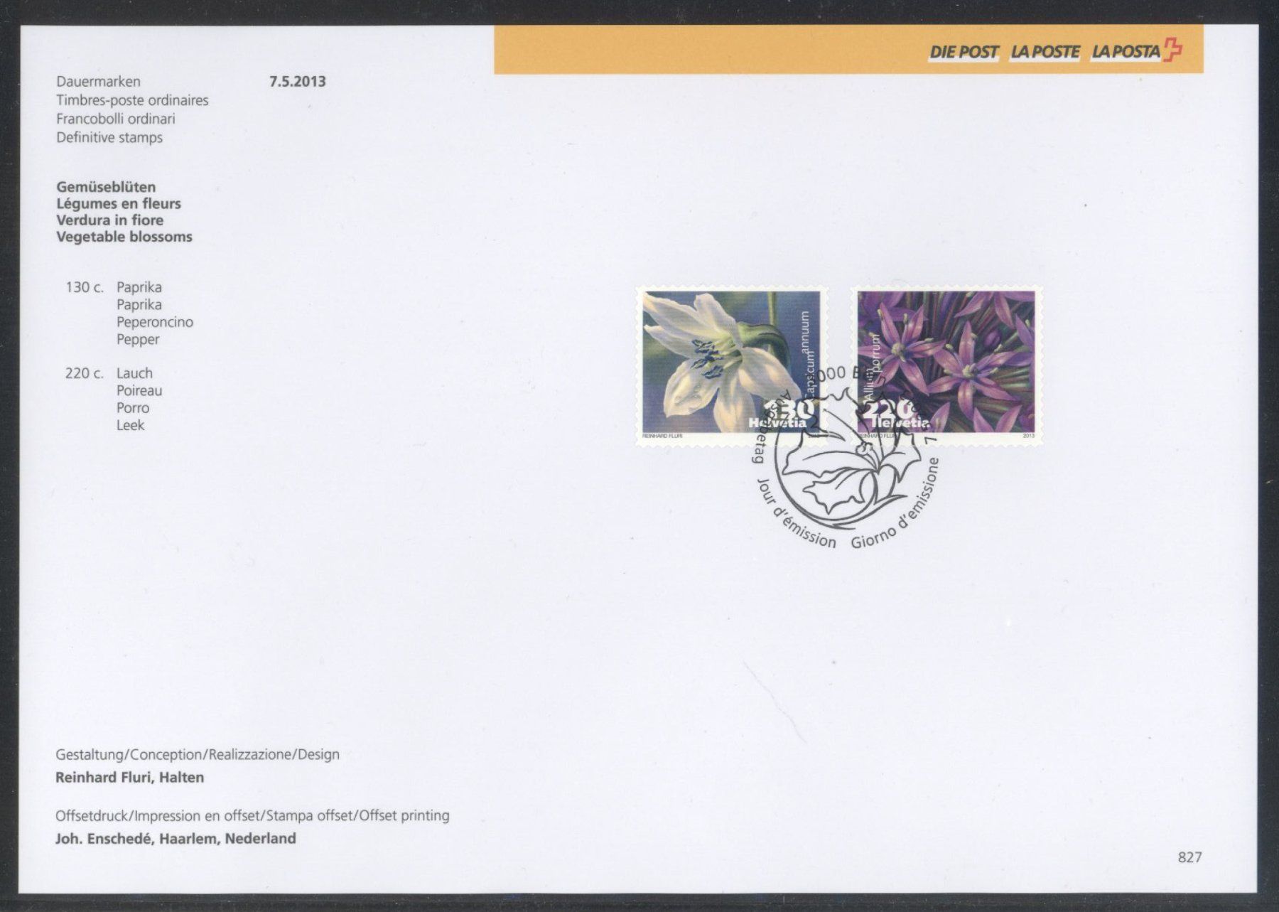Alle Briefmarken: 2013, Sammelblatt, Goldvreneli, Nr. 828 – Gebraucht aus Willisau von Vollstempel