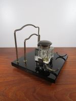 Art Deco Schreibtischgarnitur aus Glas und Messing 1920er