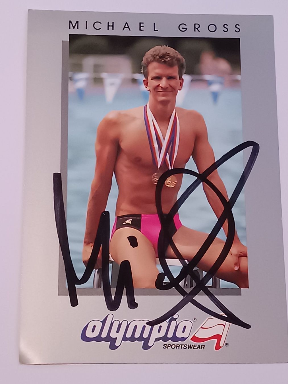 Autografi: Michael Gross-  Olympiasieger - handsignierte Autogrammkarte – Usato da Menziken venduto da Artographs