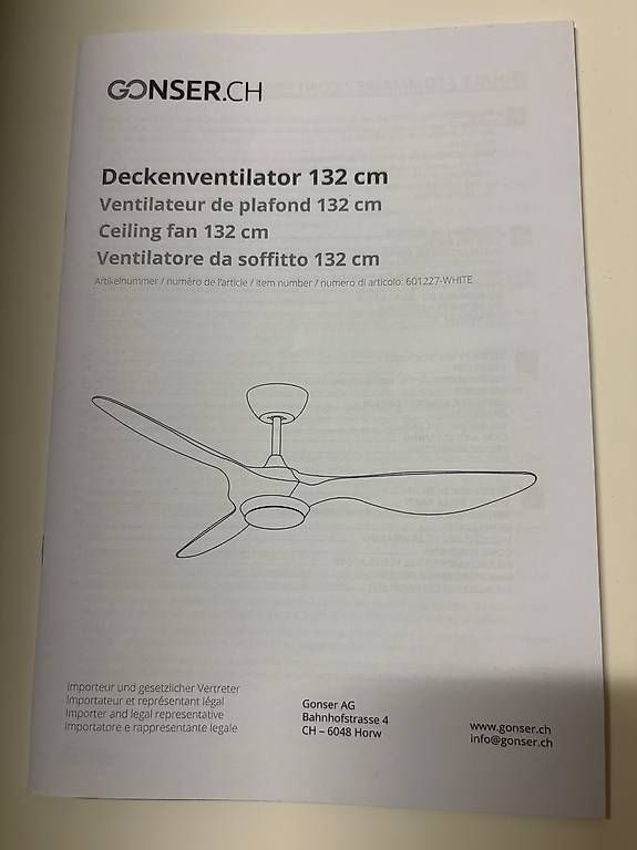 Ventilatori: Deckenventilator 132 cm weiss - neu – Usato da Unterägeri venduto da mel_76mx