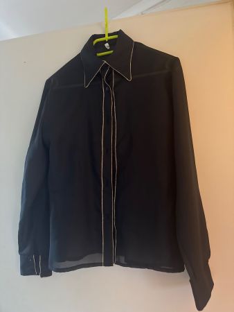 Elegante, schwarze Bluse mit Goldrand - Grösse 38