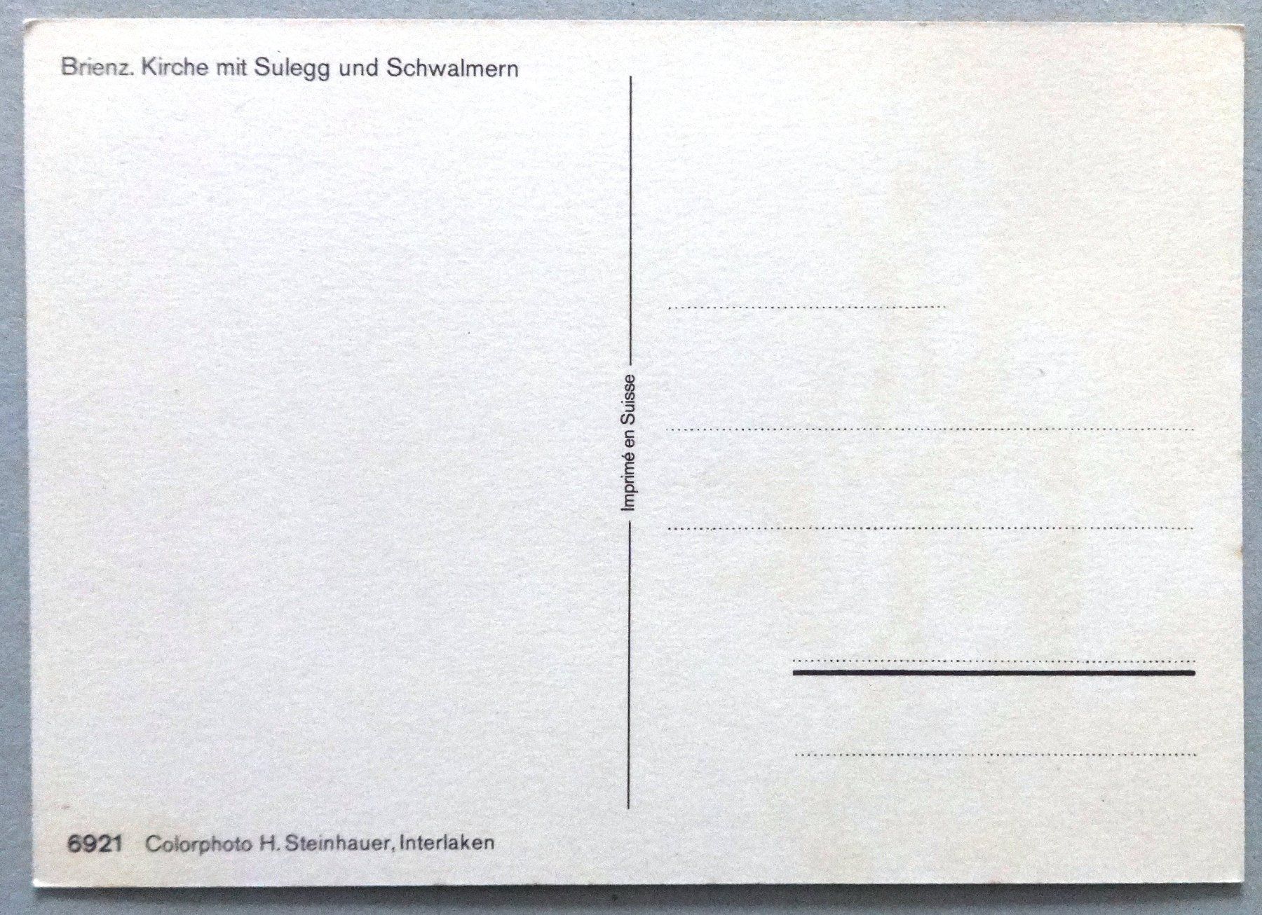 Cartoline postali: Brienz, Kirche mit Sulegg und Schwalmern – Usato da Fétigny venduto da Billy2miny 1