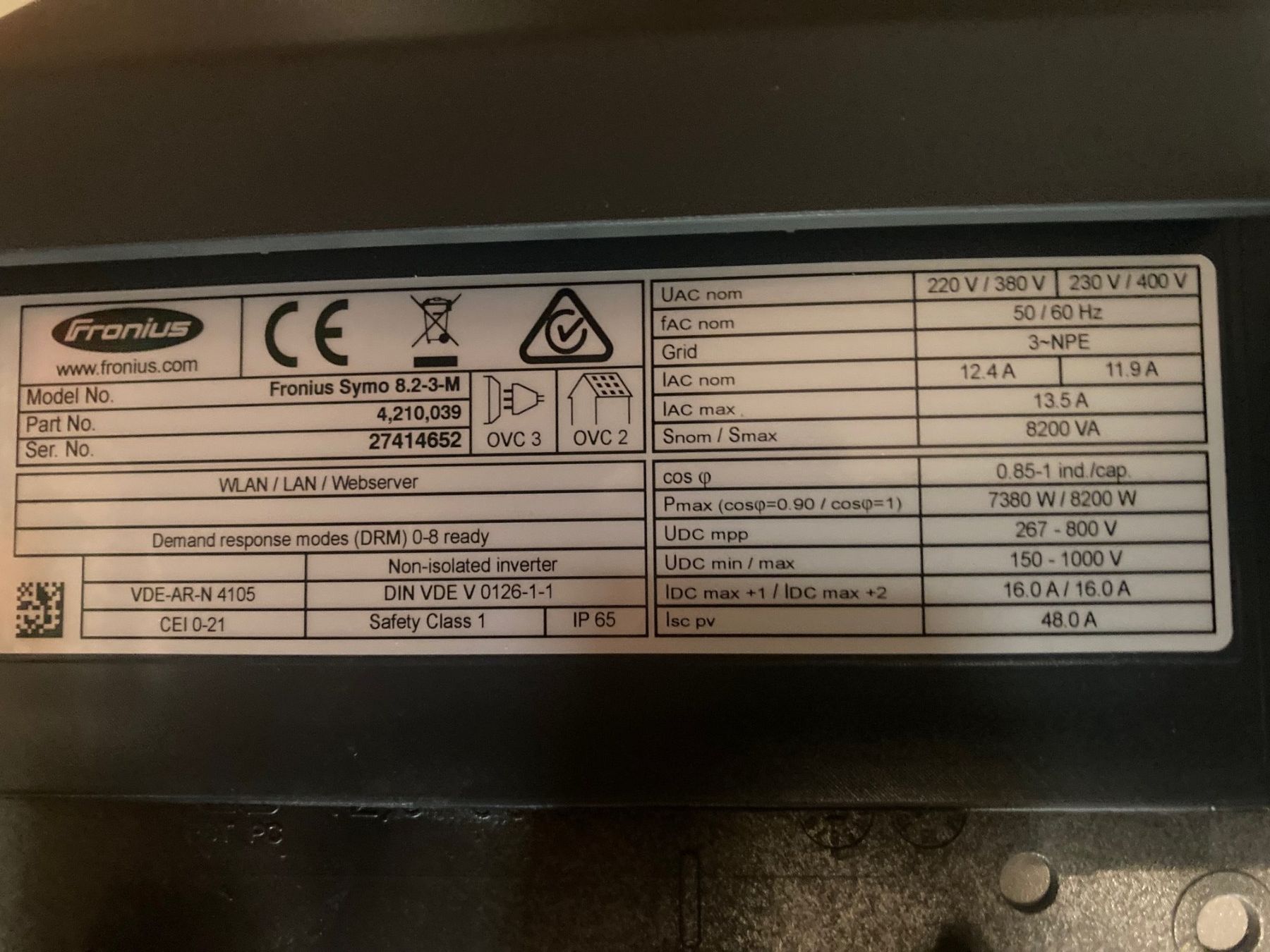 Inverter: Fronius Wechselrichter Symo 8.2-3-M – Usato da Kreuzlingen venduto da Affkur 1