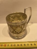 Russischer Teeglashalter, Metall, Vintage, USSR