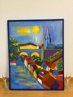 72x92/ handgemaltes Acryl Gemälde Stadtlandschaft