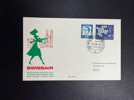 Swissair Erstflugbrief München-Basel 1962
