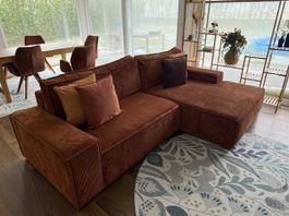 Ecksofa mit Schlaffunktion | Cord-Stoff | L-Form | Top Zusta