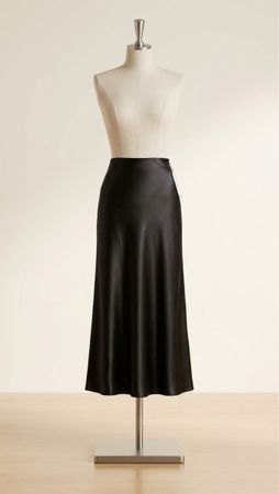 Zara Satin Midi Skirt Black Size S Polyester Blend