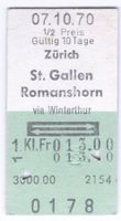Billette Zürich – St. Gallen – Romanshorn via Winterthur