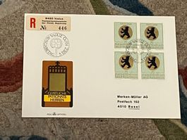 1 Erstagsbrief LI Einschreiben Viererblock 1971