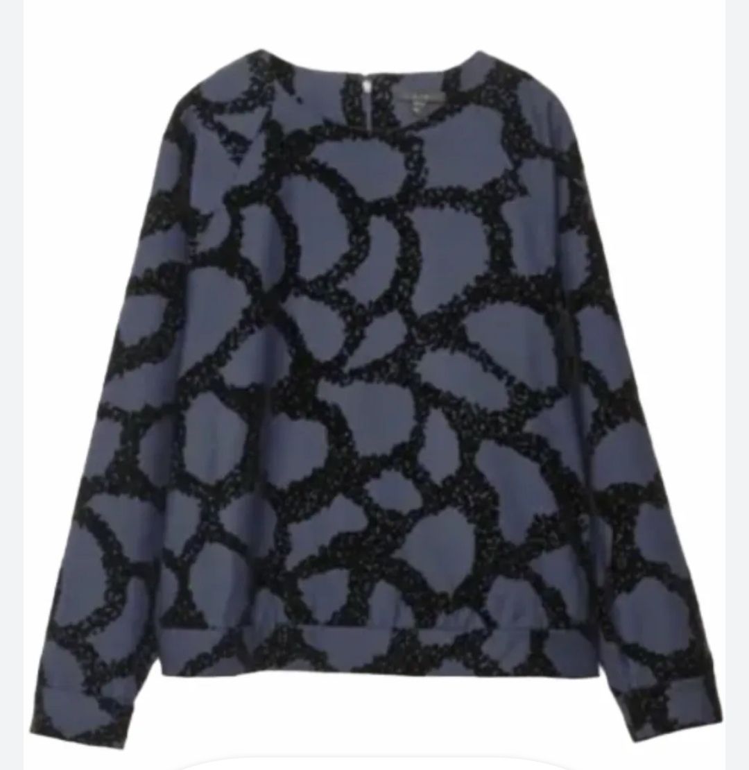Cos Camicette: COS Woll-Tunika/Bluse mit Samtdruck – Usato da Uerikon venduto da pink_flamingo