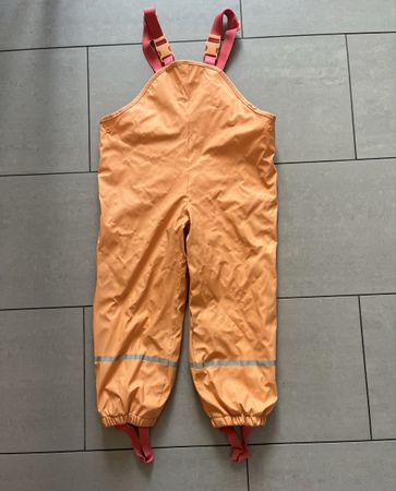 Orange gefütterte Regenhose, Gr. 110/116