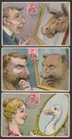 Jux "3 Litho-Karten "wer ist da im Spiegel?" gest. 1909