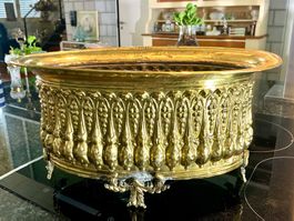 HISTORISCHE GROSSE JARDINIERE GEPRÄGTE BRONZE FRANCE 19 JH