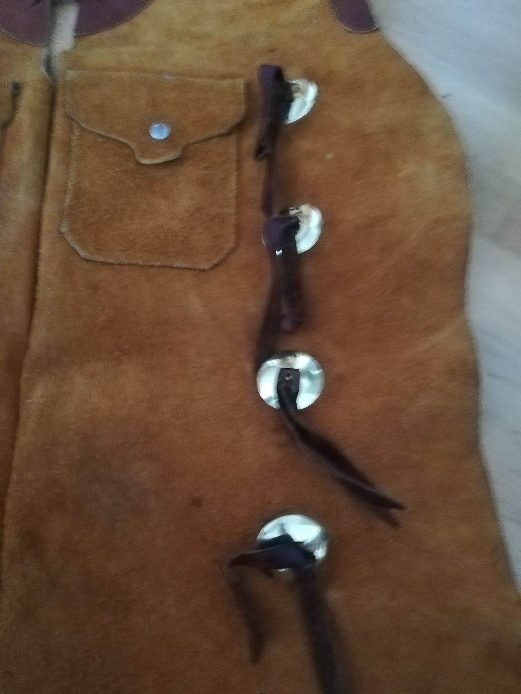 Hosen: Western Chaps Leder hellbraun mit Conchos gebraucht – Gebraucht aus Luzern von Amenophis1 2