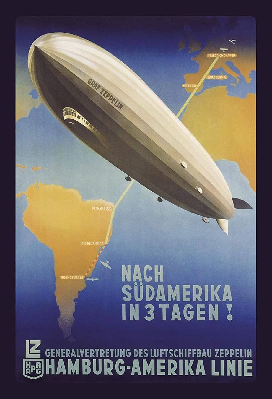 Insegne: Blechschild-ZEPPELIN-IN 3 TAGE NACH NORD – Nuovo e nell'imballaggio originale da Rupperswil venduto da big-one-sale