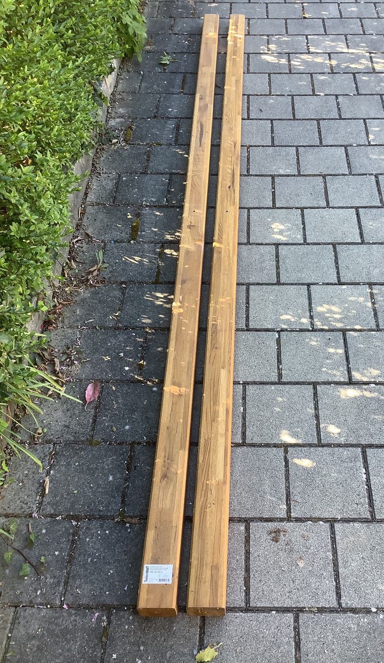 Articoli in legno: 2 × Eichenbalken, Leimbinder von Timbercraft, 2.92 m lang – Usato da Biel-Benken BL venduto da teakesj