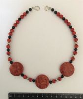 Collier Corail Onyx Argent 925 / Halskette aus Koralle, Onyx