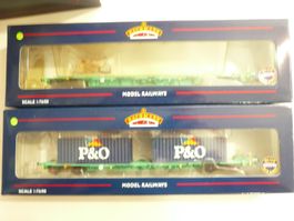 BACHMANN H0 CONTAINERWAGEN " P&O " SET MIT 2WAGEN