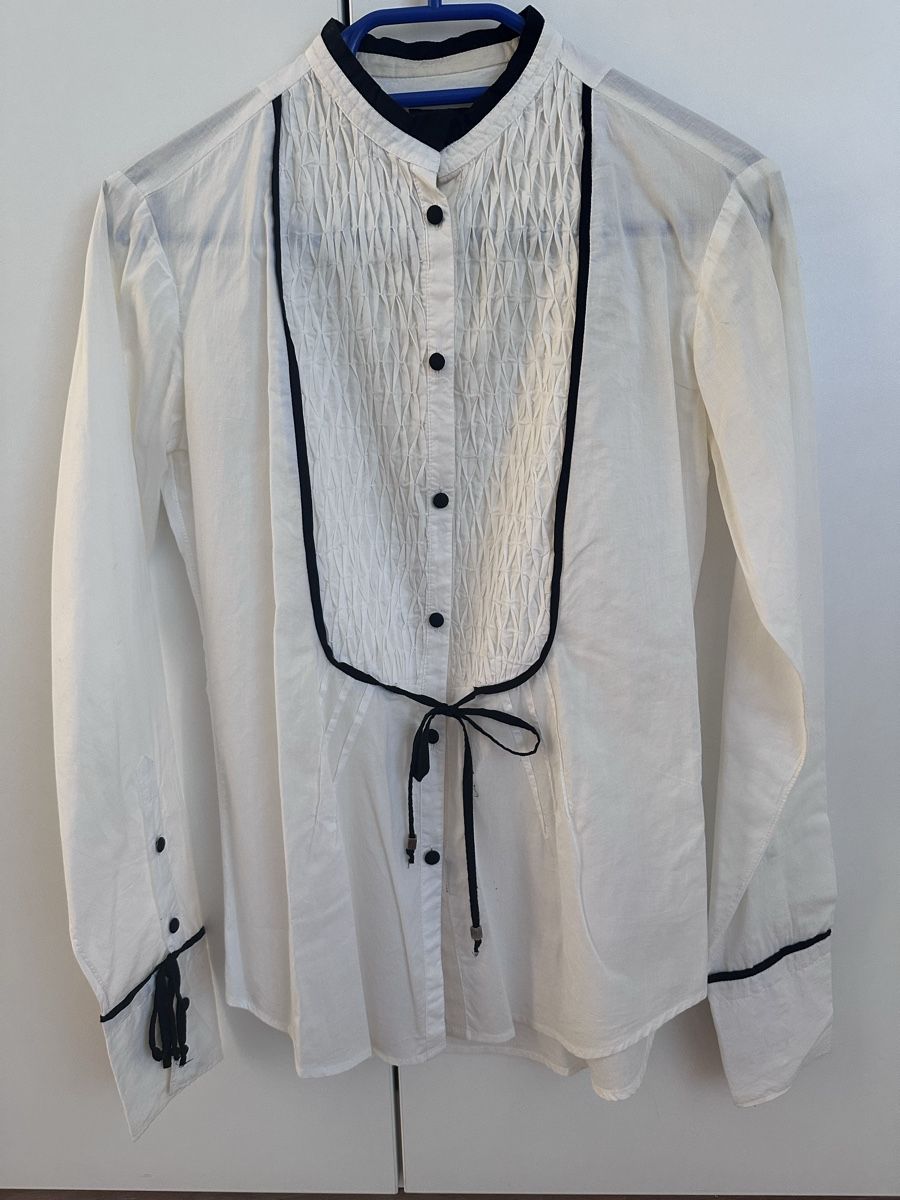 Camicette: Coast White Black Trim Textured Shirt – Usato da Binningen venduto da can_s2yh
