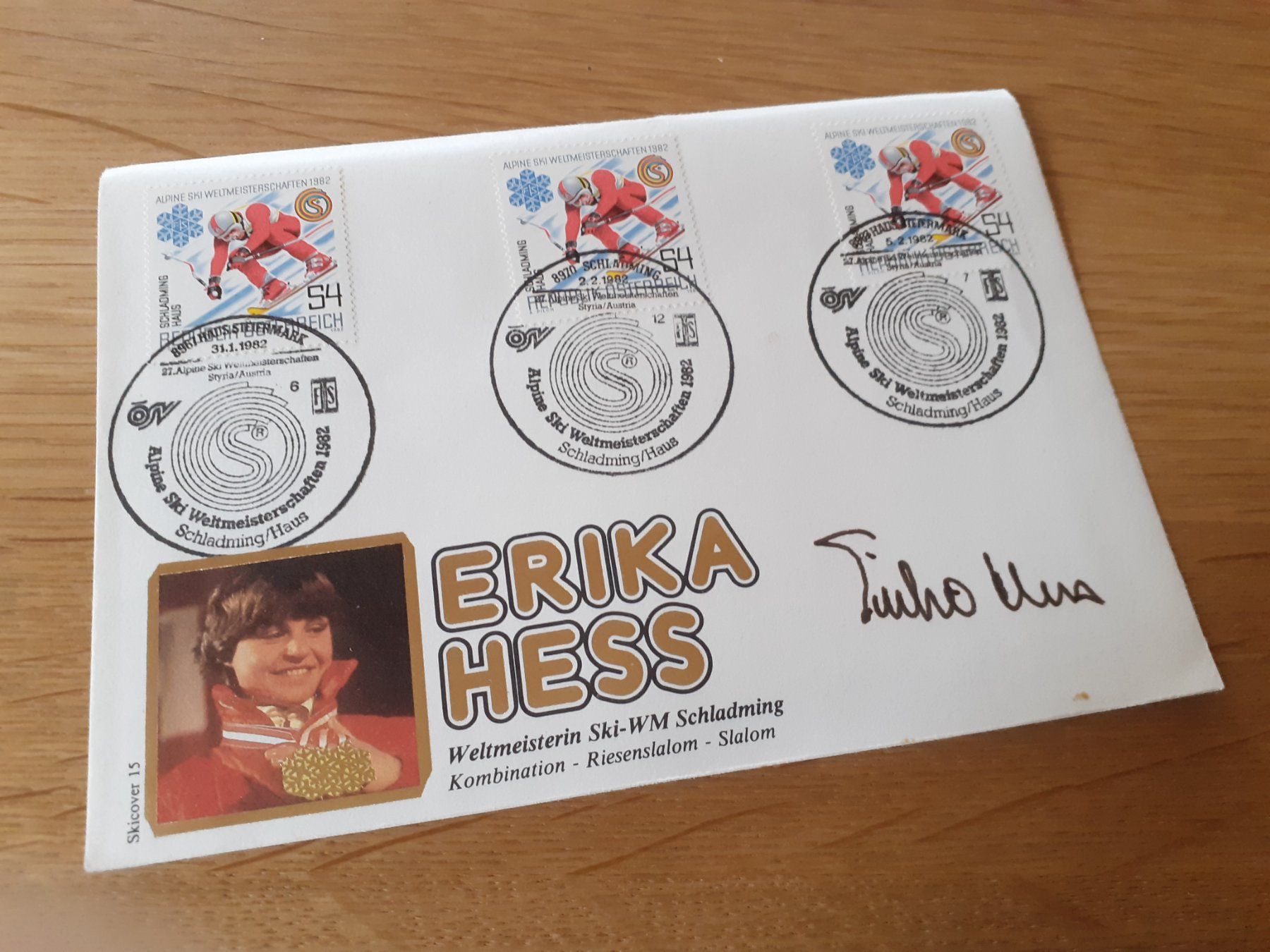 Autogramme: ERIKA HESS - 1982 - SKI - AUTOGRAMM - BRIEFMARKEN – Gebraucht aus Winterthur von Ornyx7