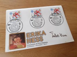 ERIKA HESS - 1982 - SKI - AUTOGRAMM - BRIEFMARKEN