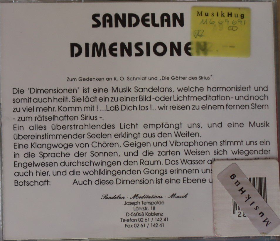 CD: Sandelan - Dimensionen – Usato da Luzern venduto da CONTENTI 2