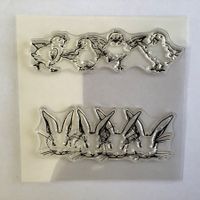 Clear Stamp poussins et lapins Ostern Paques Silikon Stempel