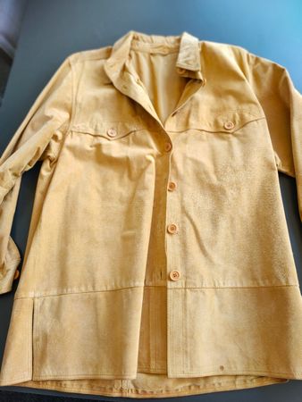 Wild-Leder-Lang Jacke NEU Maisgelb (Gold)  Gr. 40/42